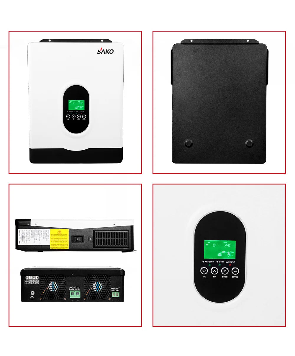 SAKO Hybrid Solar Inverter Pure Sine Wave Controller 1KW 2KW 3KW 4KW 6KW 10KW 80A 120A PV 400V DC On / Off Grid Tie Inverter