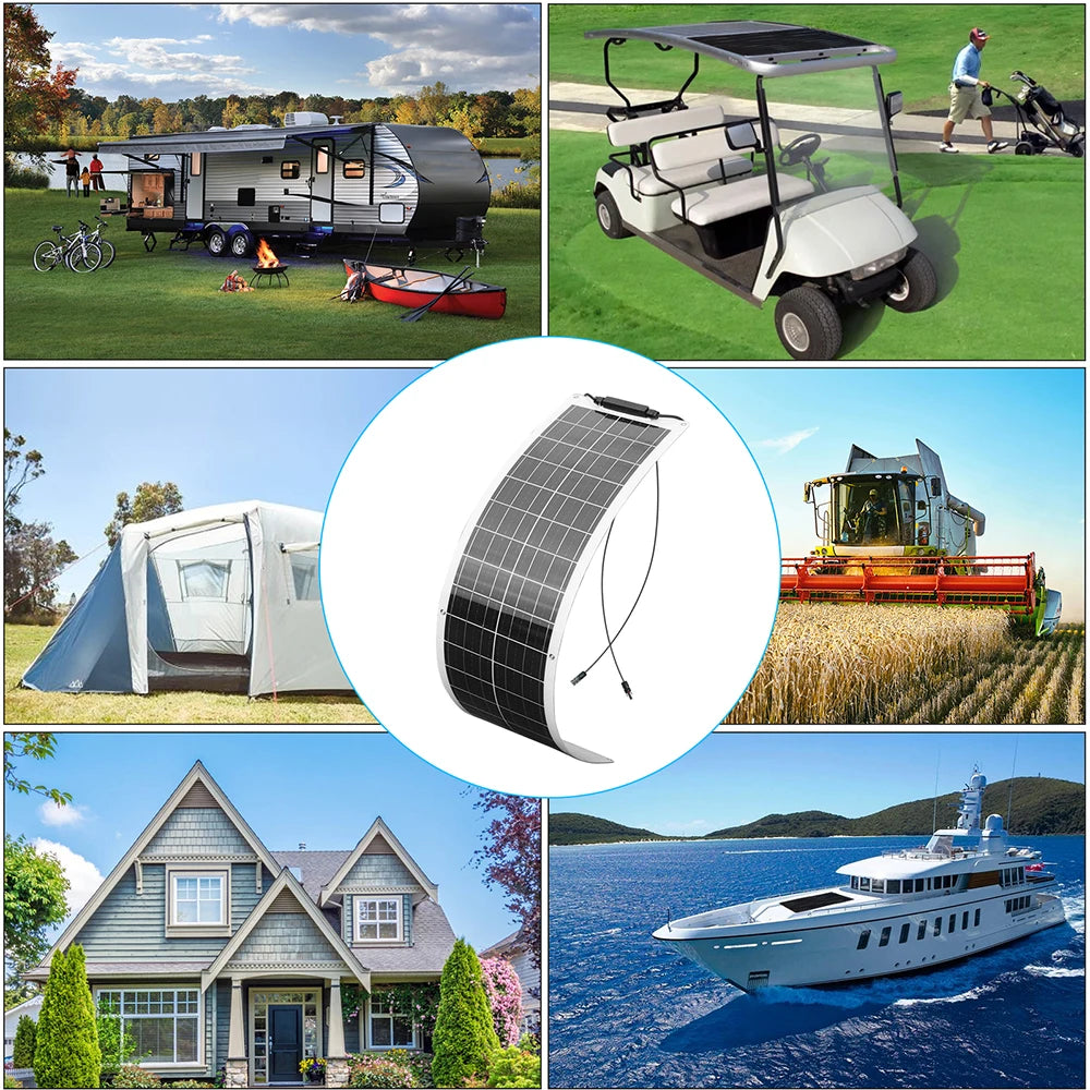 BOGUANG 50W 100W 150W 200W Flexible Solar Panel Caravan Van 10A 20A Solar Charge Controller Car RV Marine CE FCC RoHS WEEE