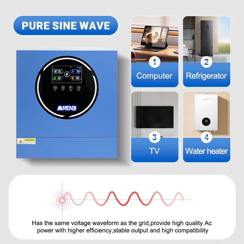 4.2KW 24V Dual Output Hybrid Solar Inverter On-grid/Off-grid Pure Sine Wave 50Hz Built-in Wifi & 100A MPPT For PV 500V BMS RS485