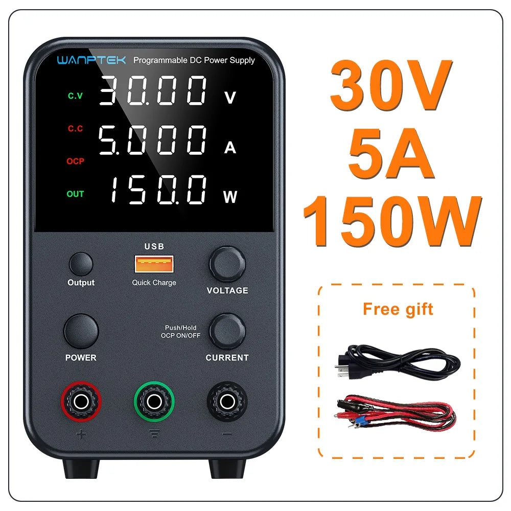 Wanptek DC Lab Power Supply 30V 60V 120V Adjustable Voltage Regulator Preset Voltage Current Dual Input Voltage 220V/110V