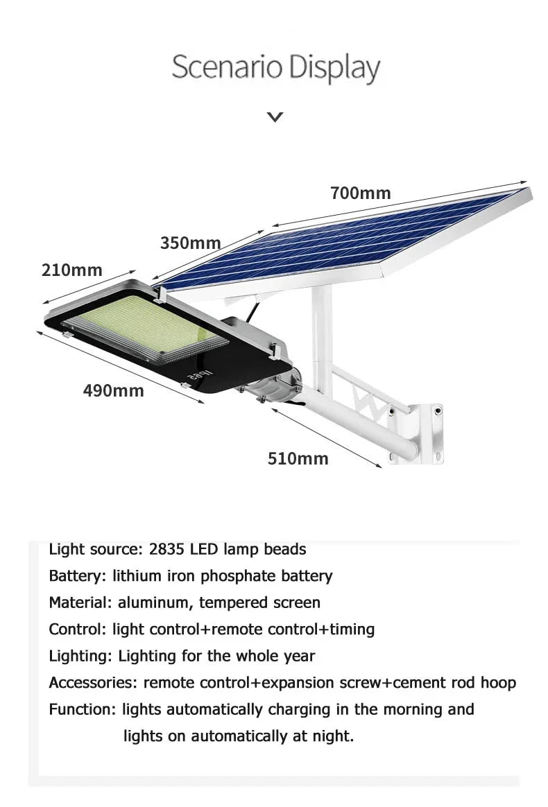 GOBORTONE YX123TB Solar Street Light 5000000LM IP67 Waterproof LED Garden Plaza Yard CCC CQC EMC FCC GS LVD SAA UL VDE RoHS 3-Year Warranty