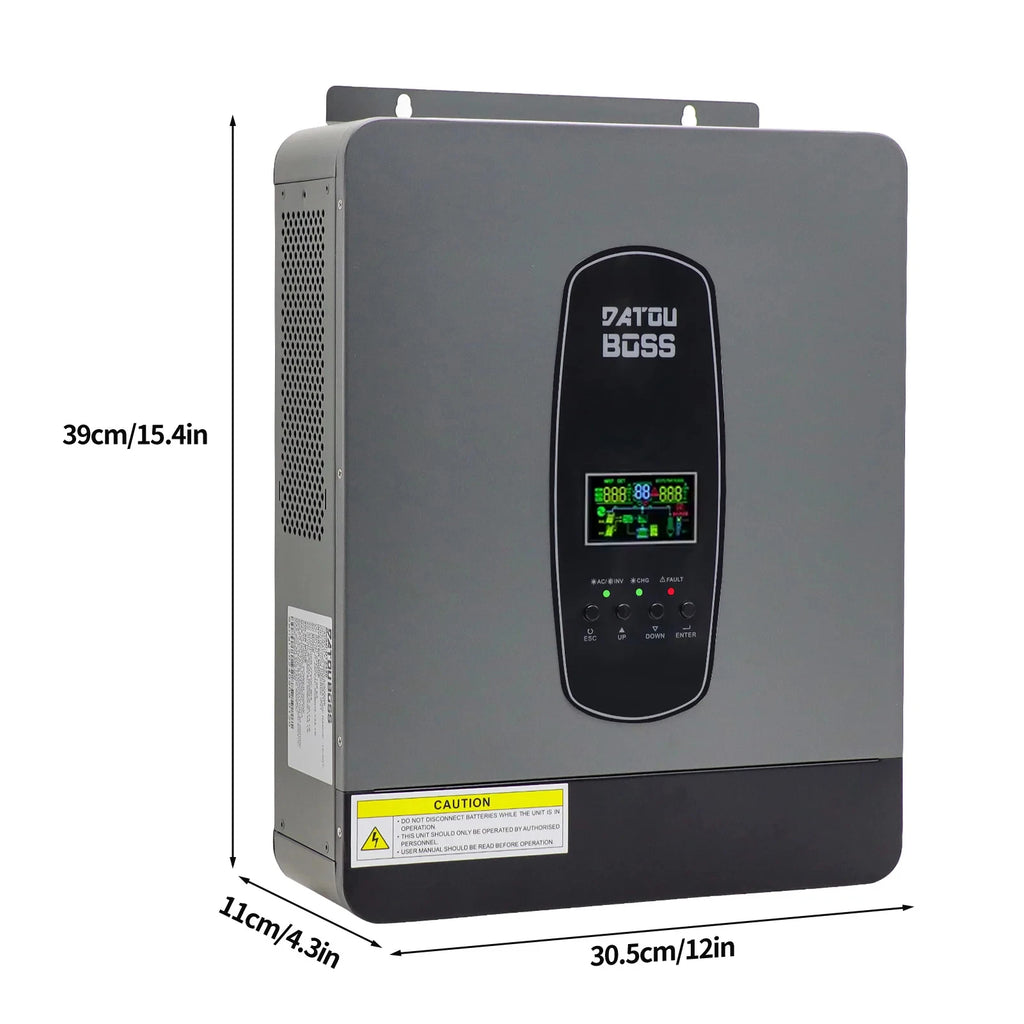 DATOUBOSS Solar Hybrid Inverter 3000W 24v to 220v Pure Sine Converter LCD Display Remote Control MPPT 55-450V DC 50/60Hz Inverte