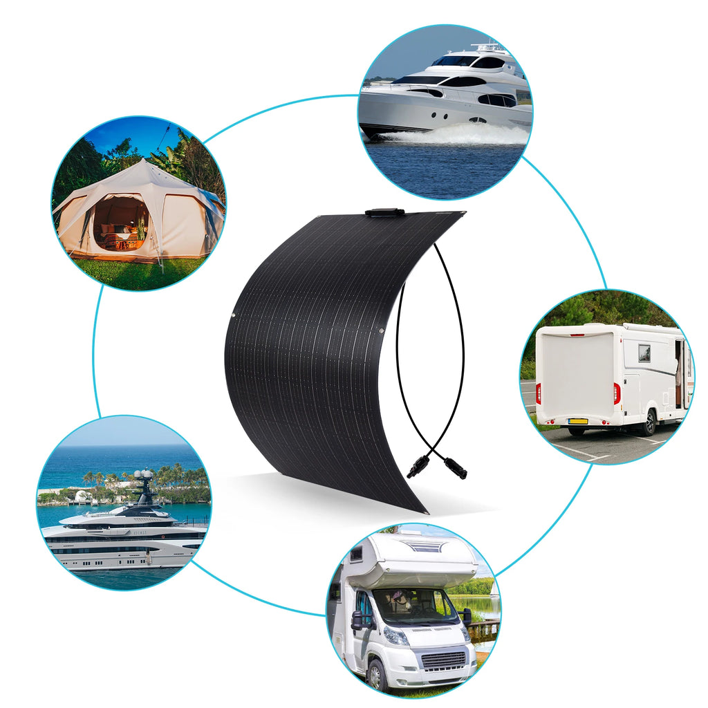 Solar Panel 125W 250W Flexible Panel Solar Monocrystalline Cell Power Station 12V Battery Charge For Camping Boat RV