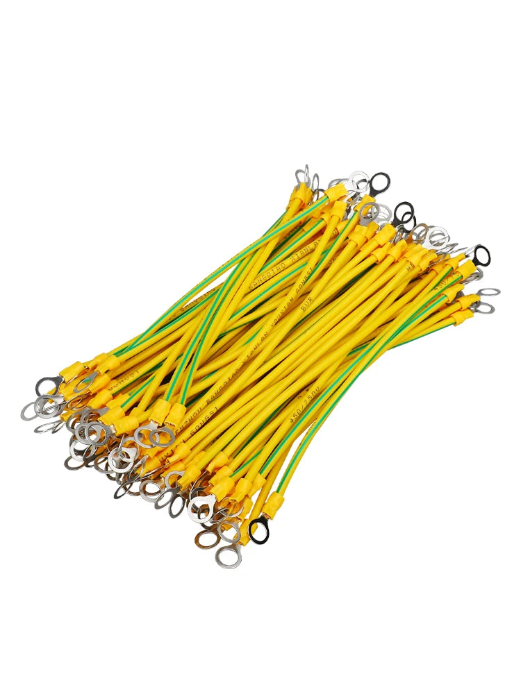 100pcs Copper bridge jumper yellow and green two-color ground wire solar photovoltaic panel ground wire 2.5/4/6 square PRIME RJ SOLAR PH