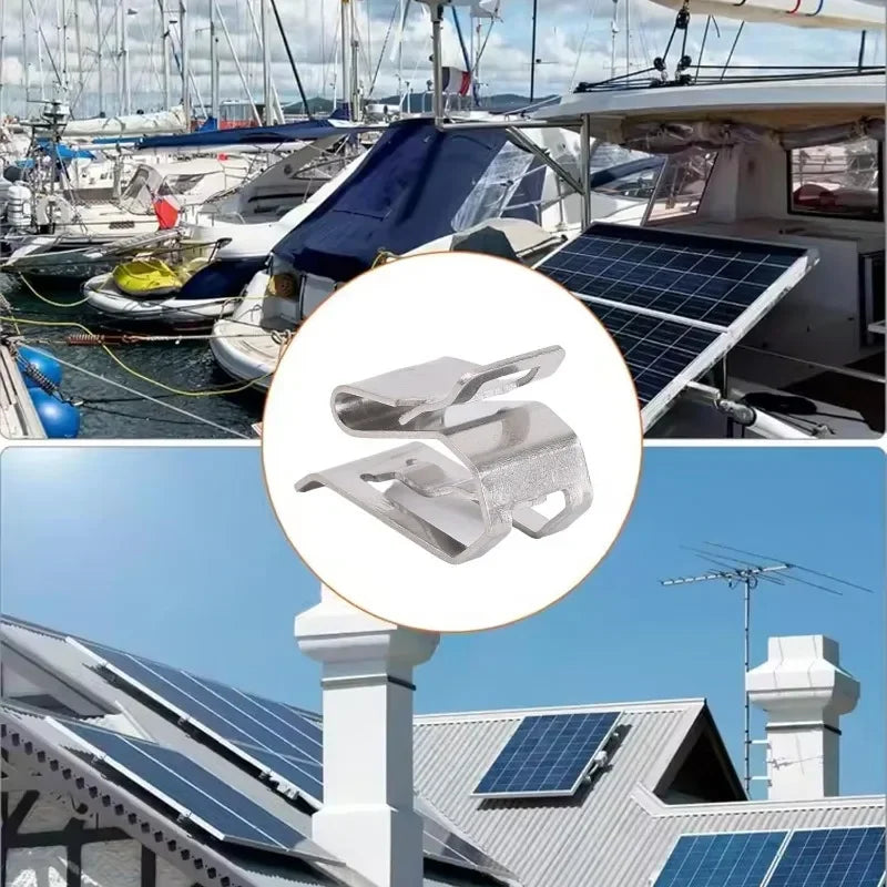 100/10Pcs Double-Wire Clip Stainless Steel Photovoltaic Wire Solar Panel Cable Clips Installation Fixing Clamp Wire Fastener PRIME RJ SOLAR PH