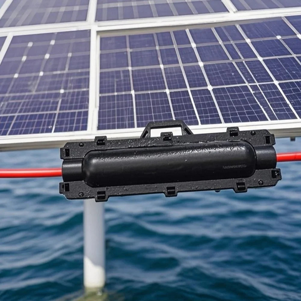 Solar Connector Protection Box PPO Material Black Enclosure for PV Cable Connections Outdoor 100C Operating Temperature