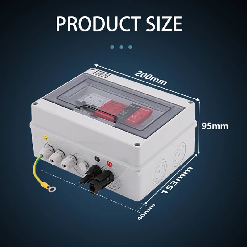 Solar photovoltaic PV Combiner Box With Lightning Protection 1 in 1 out DC 600V Fuse IP65 MCB SPD DB for Solar Panel  Box