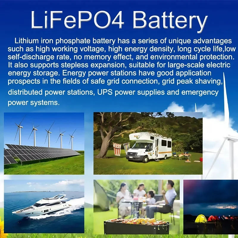 16pcs 3.2V 360Ah 340Ah 105Ah 100Ah Lifepo4 Battery Lithium Iron Phosphate Cell For 12v 24v RV Campers Golf Cart Battery Tax Free
