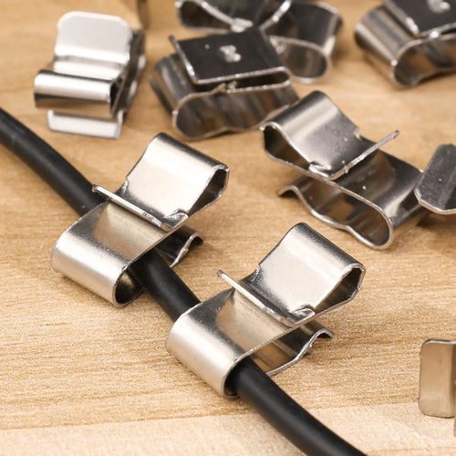 100/10Pcs Double-Wire Clip Stainless Steel Photovoltaic Wire Solar Panel Cable Clips Installation Fixing Clamp Wire Fastener