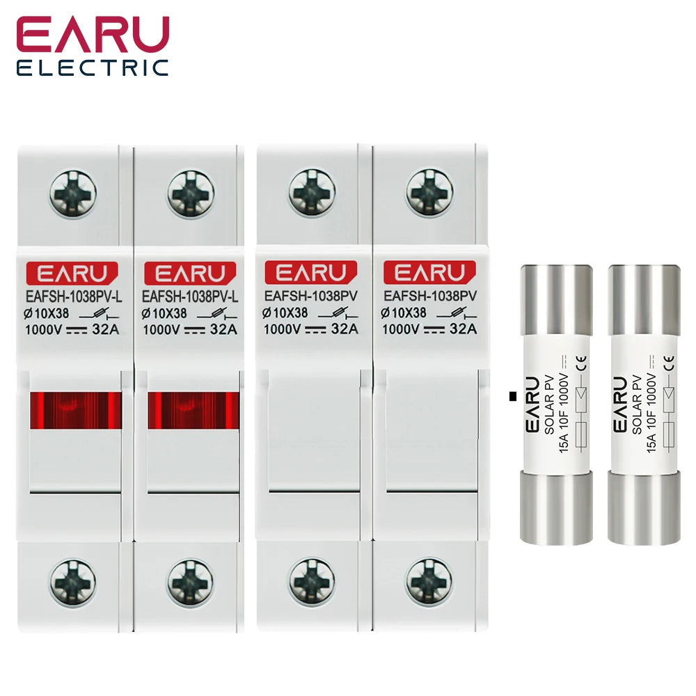 One Set 2P Parallel DC Fuse Holder 10*38mm High Voltage Solar PV 1000V 6A-32A Base Photovoltaic System Protection Protector gpV PRIME RJ SOLAR PH