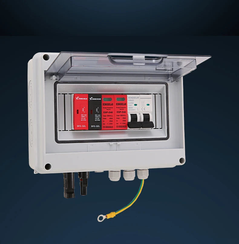 Solar photovoltaic PV Combiner Box With Lightning Protection 1 in 1 out DC 600V Fuse IP65 MCB SPD DB for Solar Panel  Box