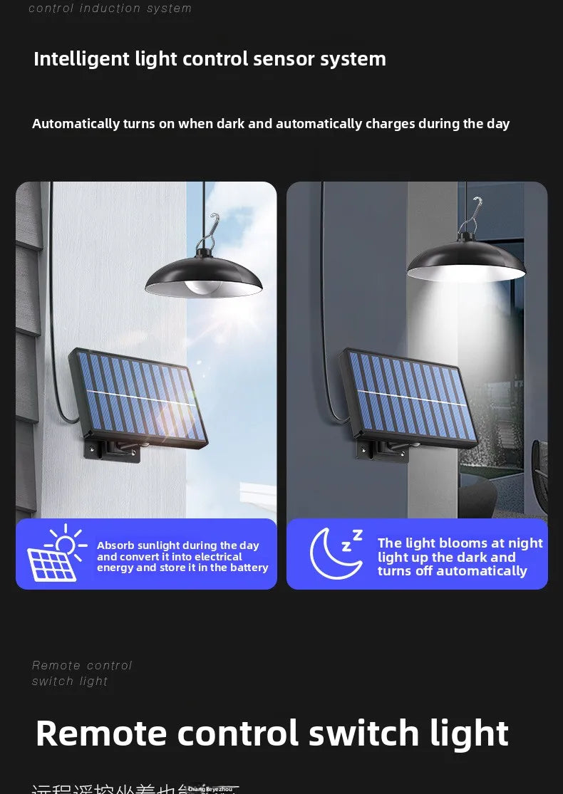 Solar lamp split type solar one tray two super bright pendant light indoor and outdoor remote control light light control waterp