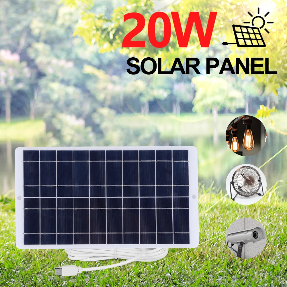 VODOOL 20W 5V 1600mA Solar Panel Charger Waterproof Type-C Output Lightweight Outdoor Wireless Security Camera CE