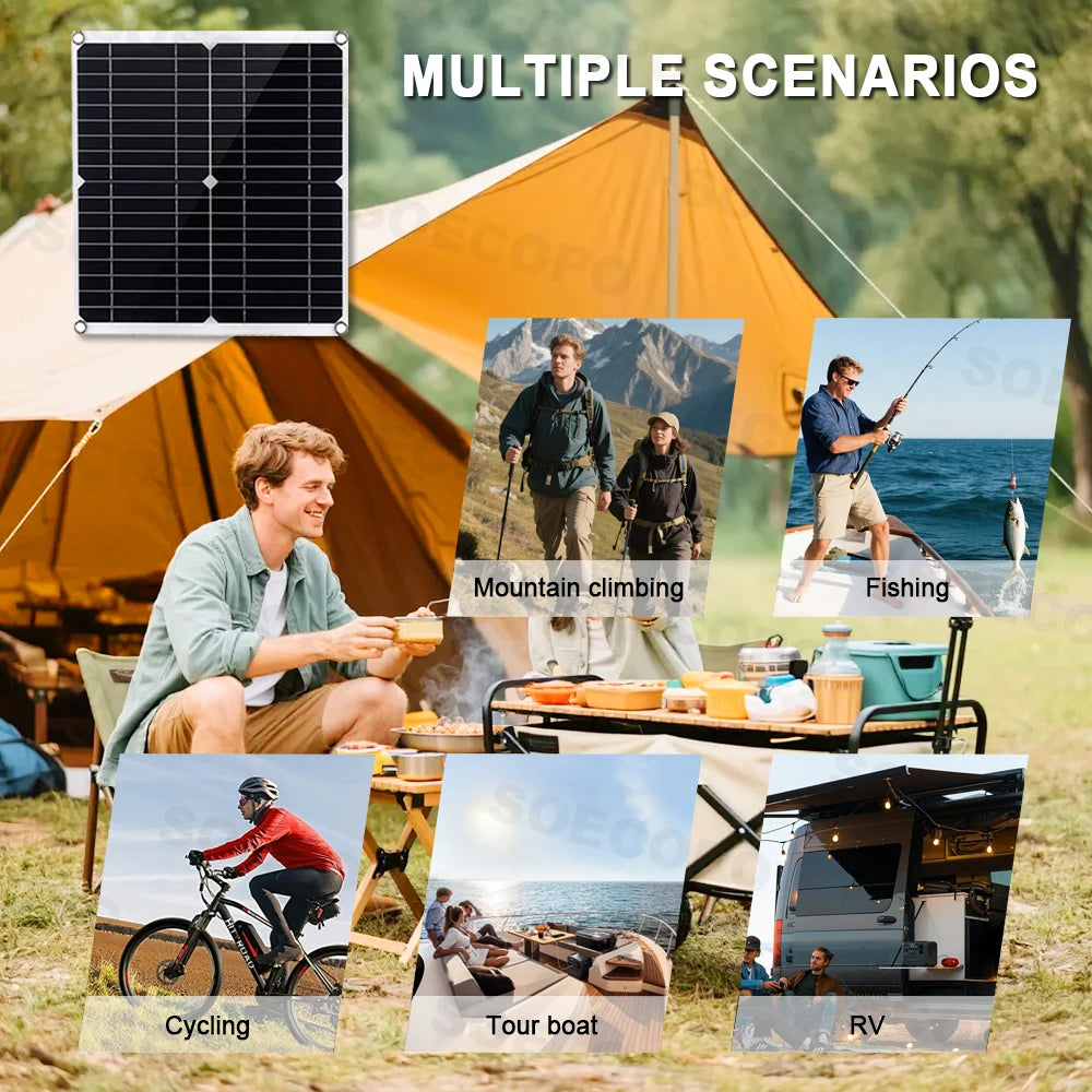Portable 10000W Peak Solar Kit Complete 12V To 220V 110V Inverter 300W Photovoltaic Panel 100A Controller for Generators Home PRIME RJ SOLAR PH
