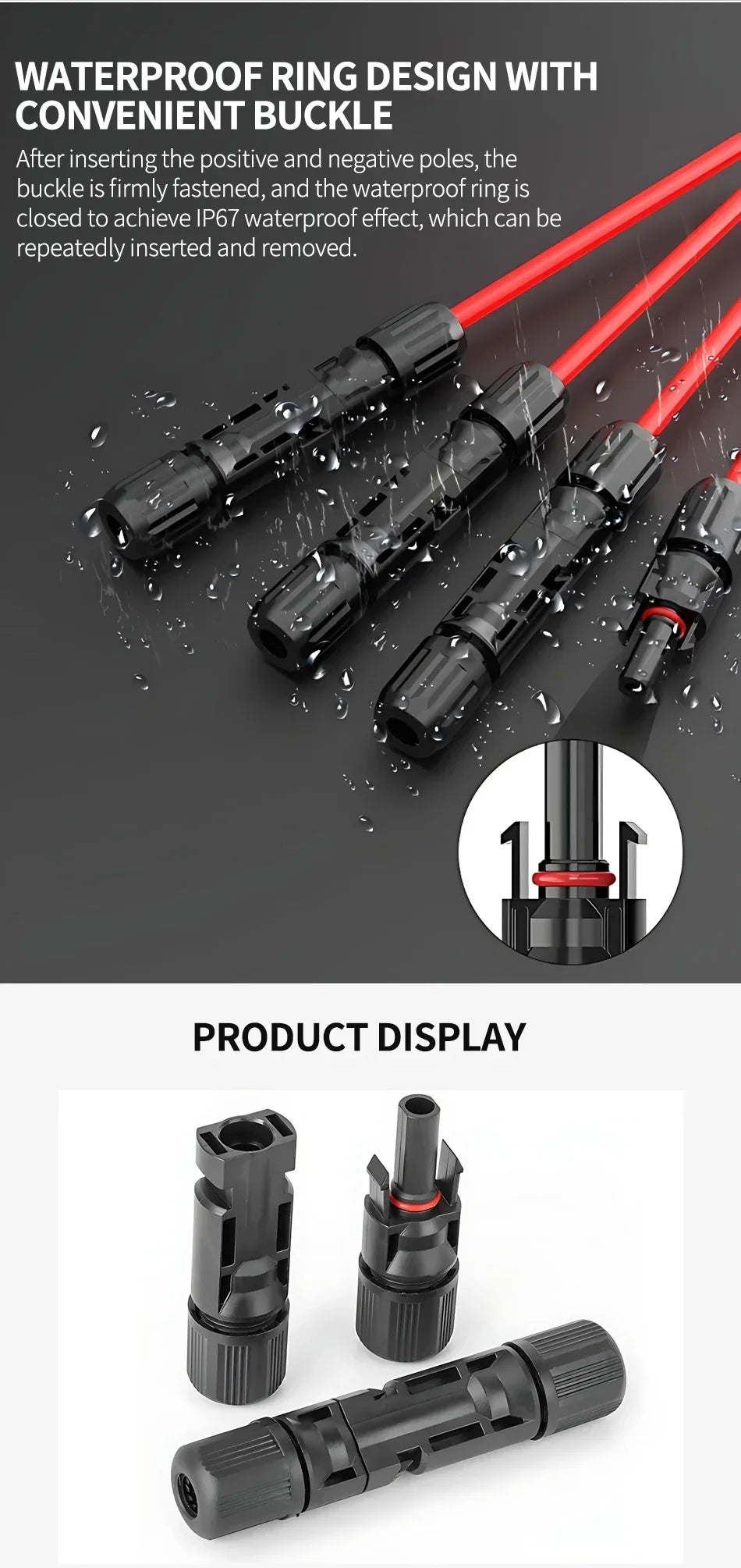 600/400/200/100/10Pcs Solar Panels Connectors Kit, PV Plug 1000V DC 30A, for Photovoltaic MC Cable 2.5/4/6mm² PRIME RJ SOLAR PH