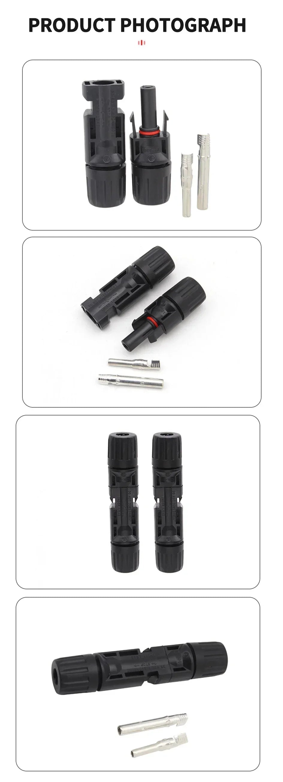 Photovoltaic Solar Connector Kit 1000V 30A 10 20 40 100 200 400 Pcs PV MC Cable 2.5mm2 4mm2 6mm2 Panel Connectors