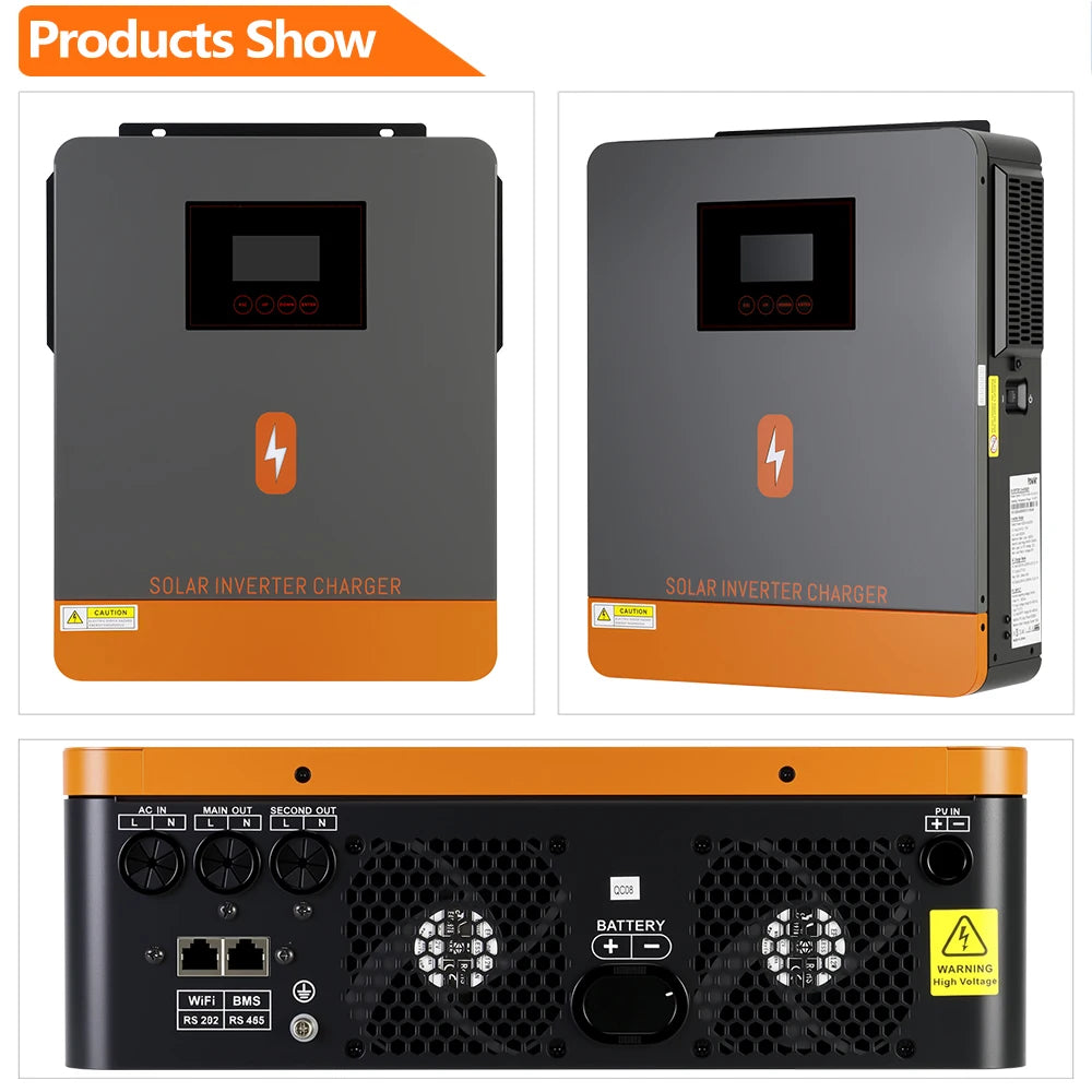 PowMr 4.2KW Hybrid Solar Inverters 24VDC to 220VAC Output PV Range 60~500VDC With MPPT 120A Solar Charge Controller Support WIFI