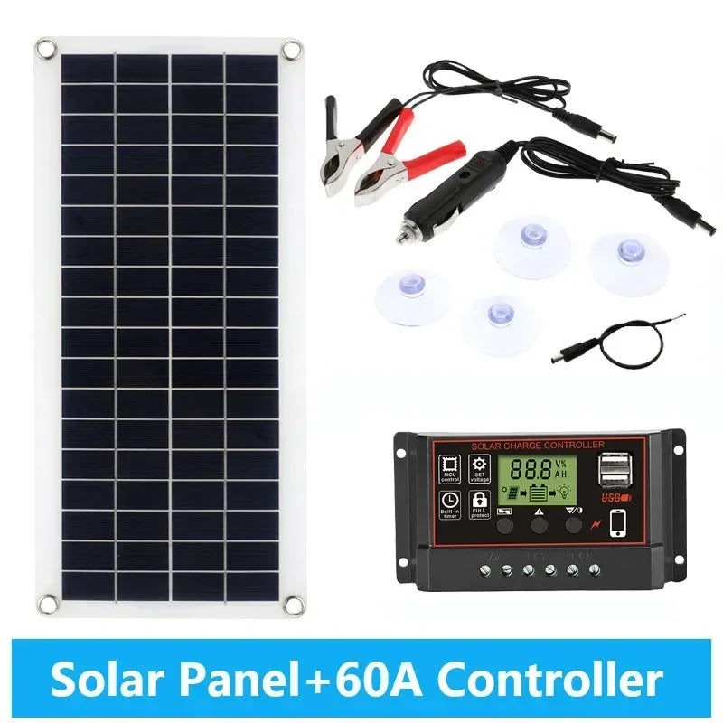 LUXUGLOW 20W-1000W Solar Panel 12V Solar Cell 100A Controller for Phone RV Car MP3 PAD Outdoor Camping Battery Charger Supply