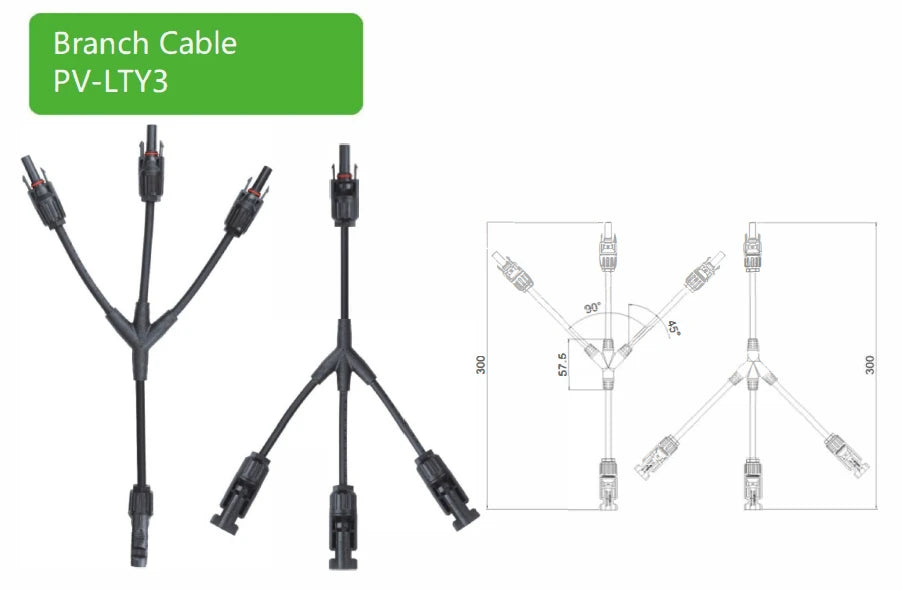 GEYA Solar Cable Branch Connector 1 Pair Male Female Y Branch Solar Connector 1000V PV System CE