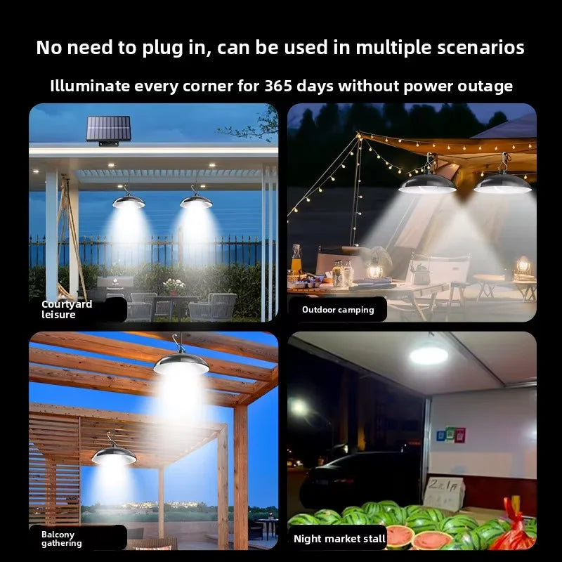 Solar lamp split type solar one tray two super bright pendant light indoor and outdoor remote control light light control waterp
