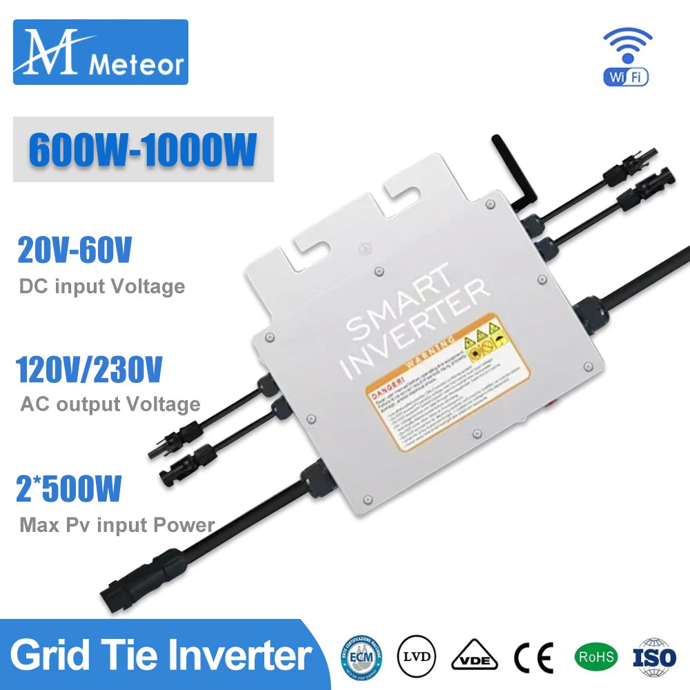 PV Input Voltage 20~60V AC Output 110V/230V Auto 600W/700W/800W/1000W Micro Solar Grid Tie Inverter With WIFI Monitor PRIME RJ SOLAR PH