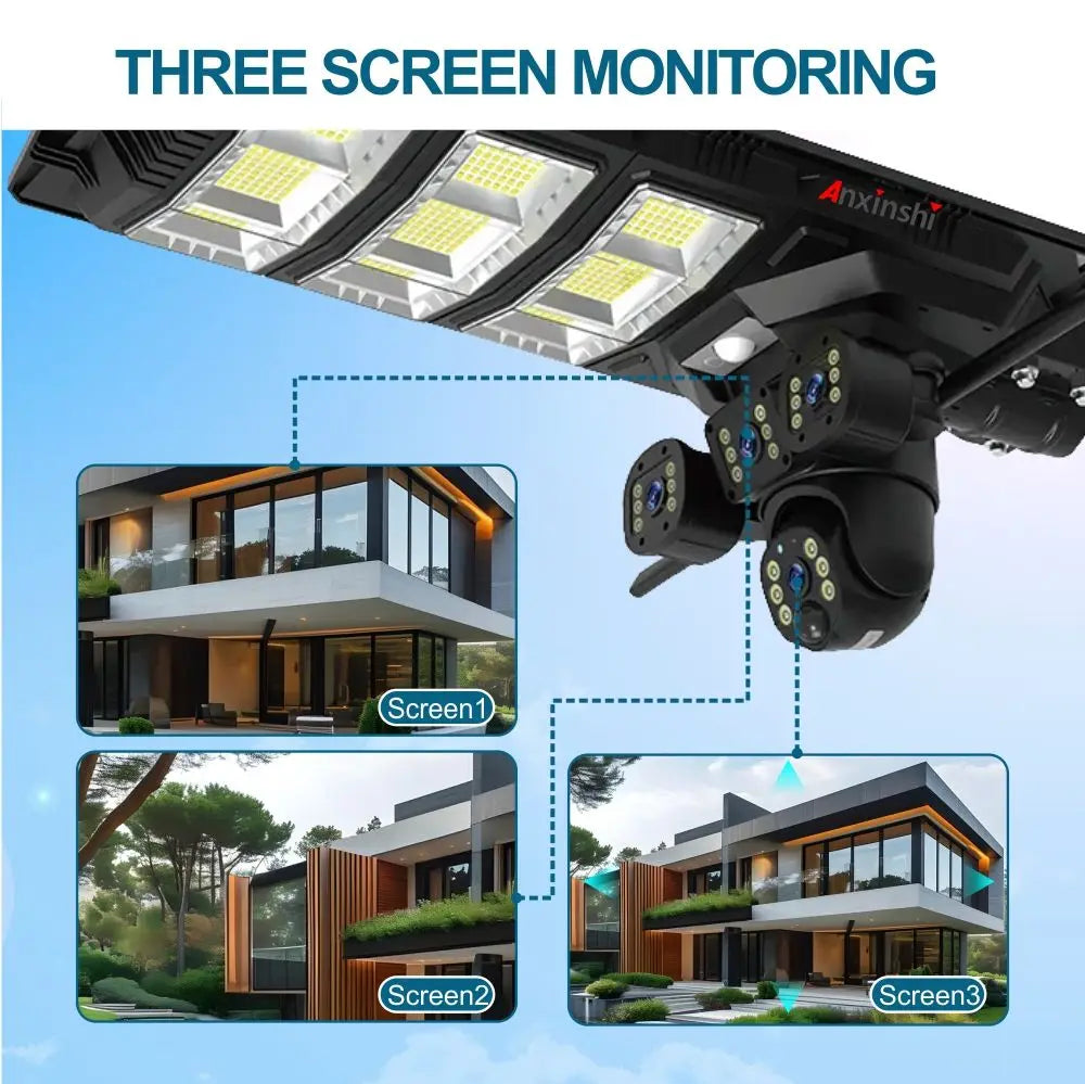 High Power 450W Solar CCTV Street Light Waterproof LED Outdoor Wireless Camera with Motion Sensor and Remote Control PRIME RJ SOLAR PH