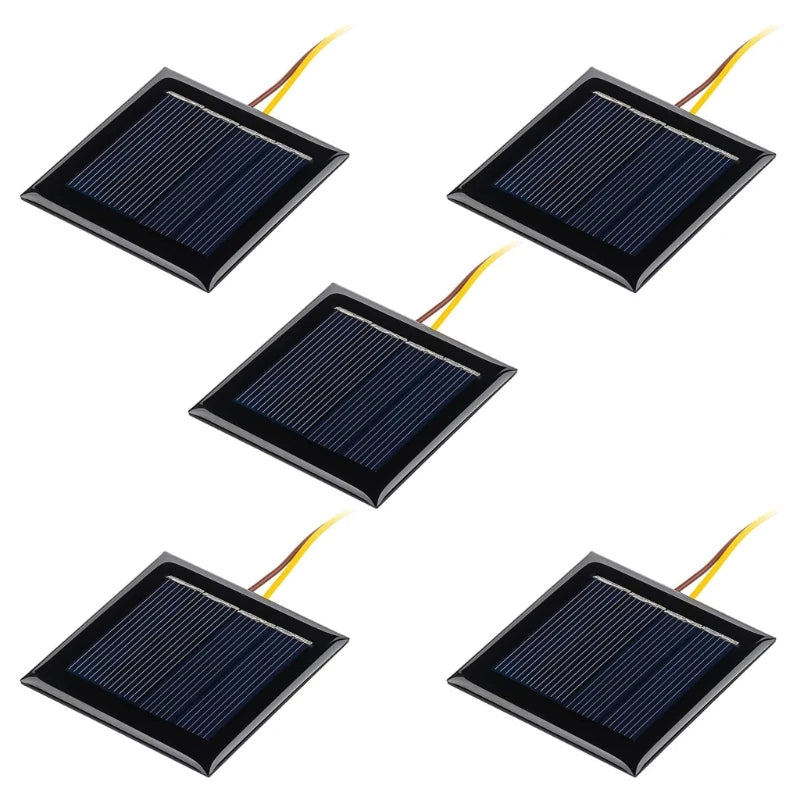 Micro Solar  Board Photovoltaic 5Pcs 2V 100Ma  Solar Cells with Wires Solars Epoxy Plate DIY Projects Toys 54mm x 54mm K1KF PRIME RJ SOLAR PH