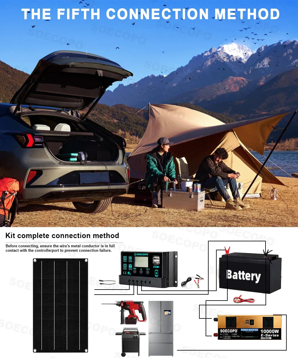 10000W Solar System Complete Kit Dual12V/24V To 110V/220V100A Controller 800W Panel Off-Grid Inverter for Home/Camping Backup