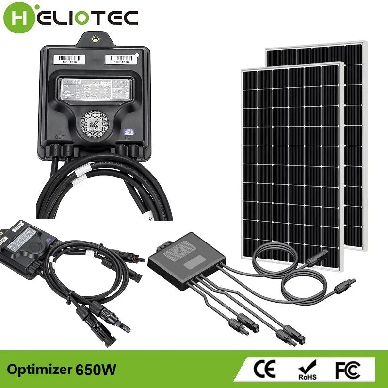 HELIOTEC 650W PV Power Optimizer MPPT 12V-75V Input Ip68 Real-time Solar Panel Monitoring Voltage-Limiting Anti-Hotspot PRIME RJ SOLAR PH