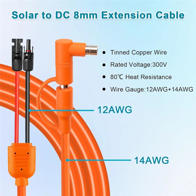 SHGO-Solar Panel Extension Cord, 2M DC 8Mm Adapter Cable With Solar Connector To DC7909/8020 Male Plug, Tinned Copper Wire PRIME RJ SOLAR PH
