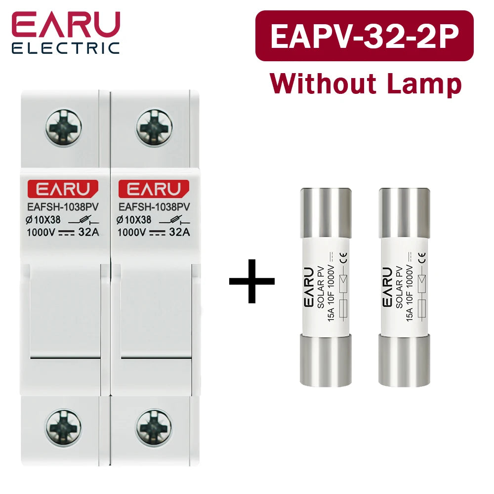 One Set 2P Parallel DC Fuse Holder 10*38mm High Voltage Solar PV 1000V 6A-32A Base Photovoltaic System Protection Protector gpV