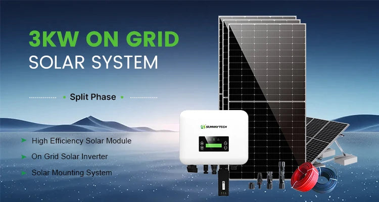 BMAD SUNWAY SWS3KW-ON-US 3000W 3-Phase Split On-Grid Solar Panel System 3kW Photovoltaic Solar Energy System