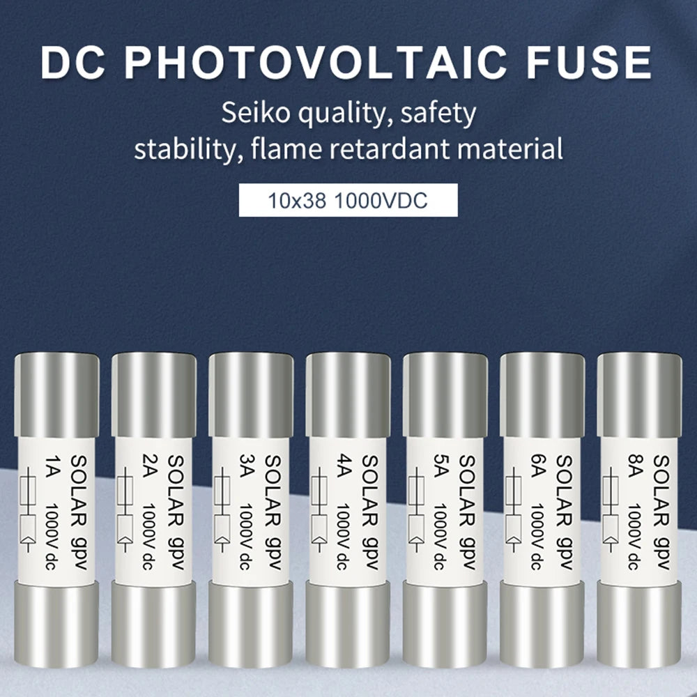 DC PV Fuse 1000V High Voltage For Solar System Short Circuit Protection 1A 2A 3A 4A 5A 6A 8A 10A 15A 20A 25A 30A 32A PRIME RJ SOLAR PH