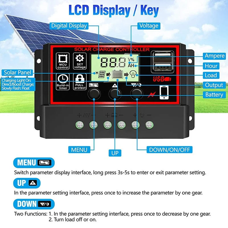 LUXUGLOW 20W-1000W Solar Panel 12V Solar Cell 100A Controller for Phone RV Car MP3 PAD Outdoor Camping Battery Charger Supply