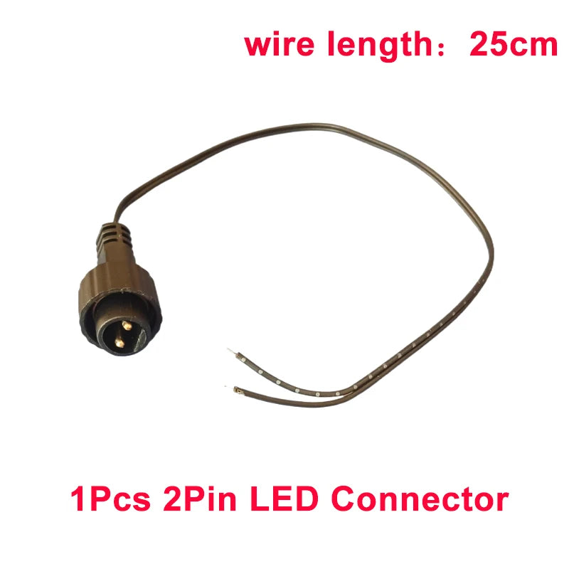 2Pin LED Connector with 25cm Wire for Solar String Lights 1A 0.25 Square IP65 Outdoor Waterproof Extension Cable for Solar Panel