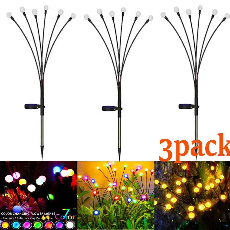 10-Pack Solar Garden Lights 100 LED Firefly Waterproof Solar Powered High Flexibility Swaying Landscape Lawn Light CQC EMC GS RoHS