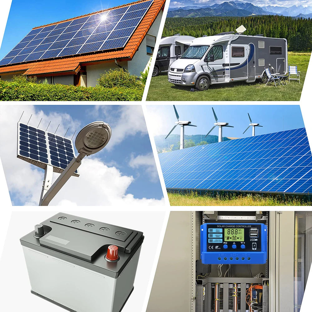 10A 20A 30A Solar Charge Controller 12V 24V Solar Panel PV Controller 50VDC LiFePO4 Lithium Lead Acid Battery 24h Shipping