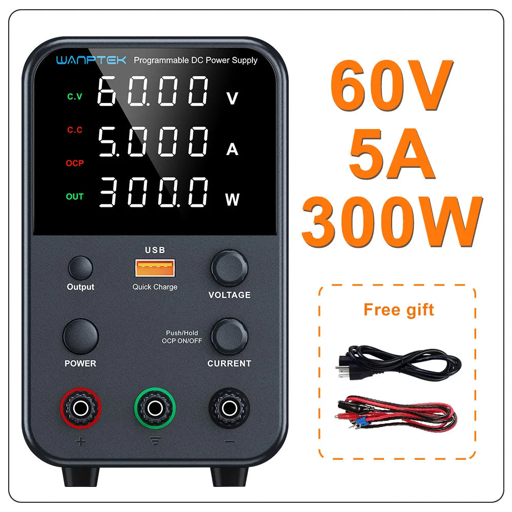 Wanptek DC Lab Power Supply 30V 60V 120V Adjustable Voltage Regulator Preset Voltage Current Dual Input Voltage 220V/110V