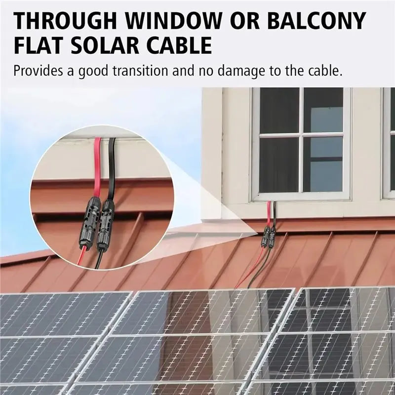 ABZV 65cm 12AWG Flat PV Solar Panel Cable Window Balcony Wire for Portable Power Station