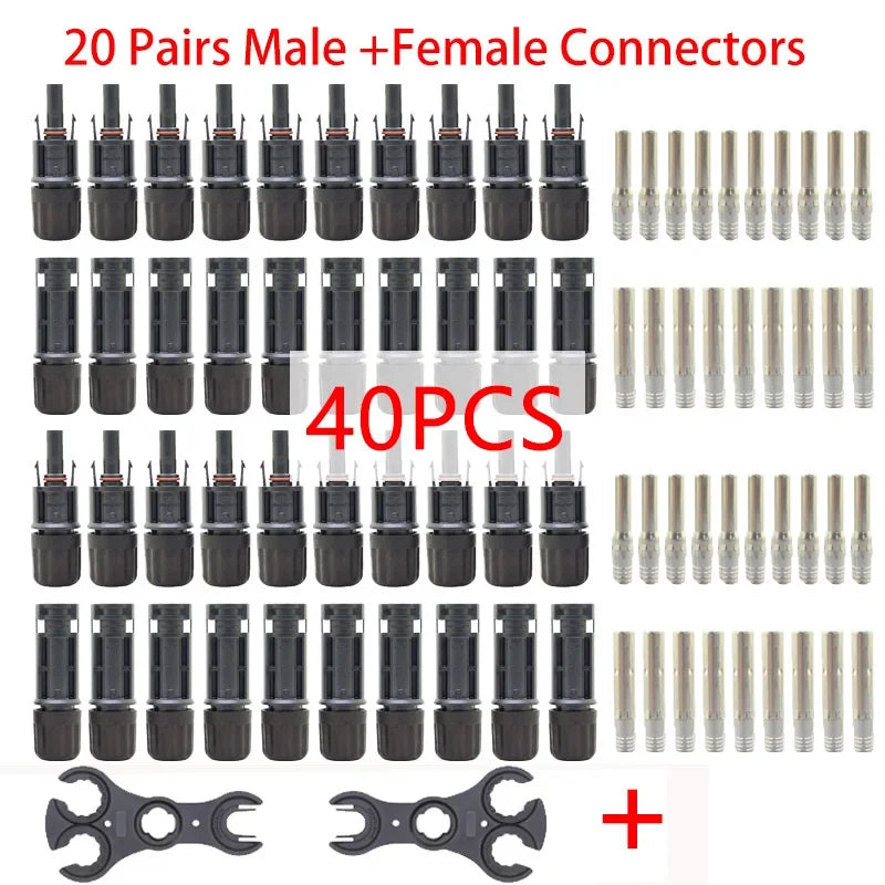 Solar Connector 30A 1500V DC IP68 Male Female PV Connectors 20 40 100 Pcs 2.5mm2 4mm2 6mm2 Solar Cable CE