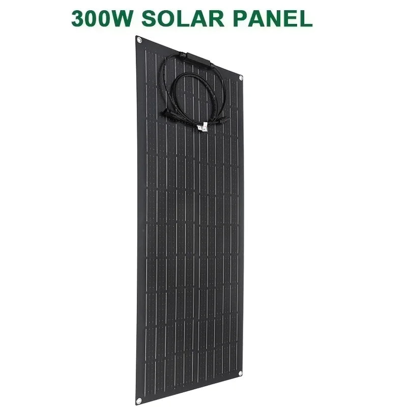 300W 600W Flexible Solar Panel 12V 24V Solar Charge Battery Kit with 30A/60A Contro0ller for Camping RV Home Solar Power Bank