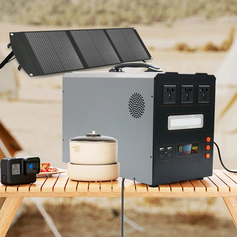 1000W/1500W/2000W/3000W/ Portable Power Station, Pure Sine Wave MPPT Solar Generator with Solar Panel for RV Camping Off Grid