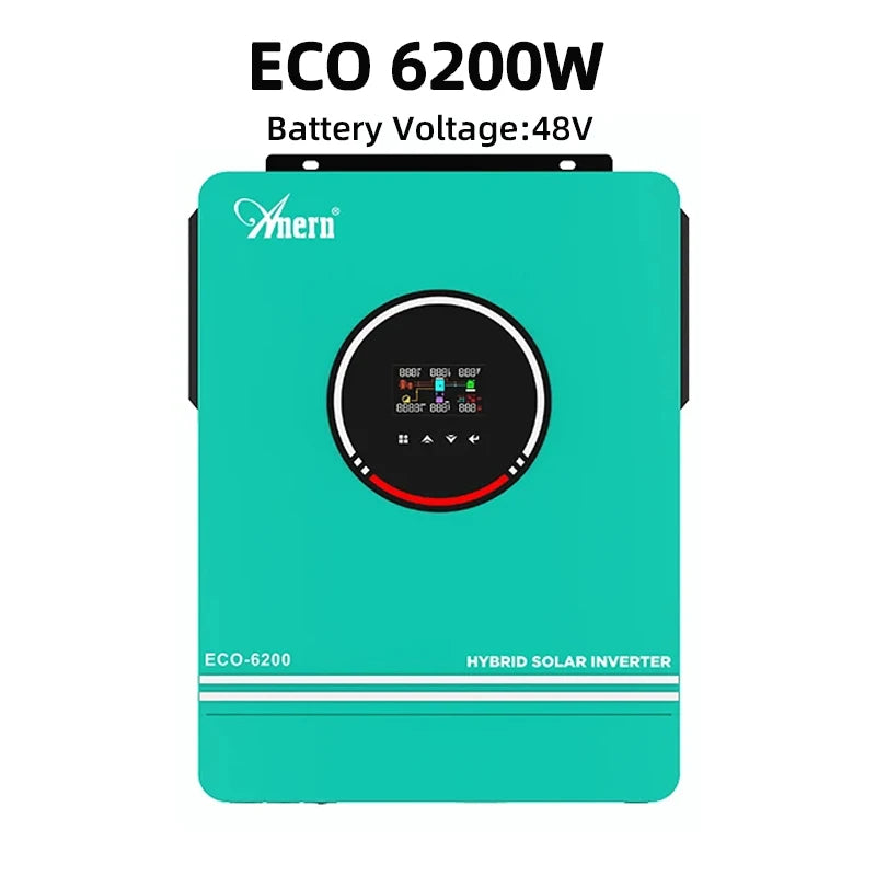 Anern Hybrid Solar Inverter Power 10.2KW 6.2KW 4.2KW 24/48V 220V Off Grid Pure Sine Wave Bult-in 160/140A MPPT Charge Controller
