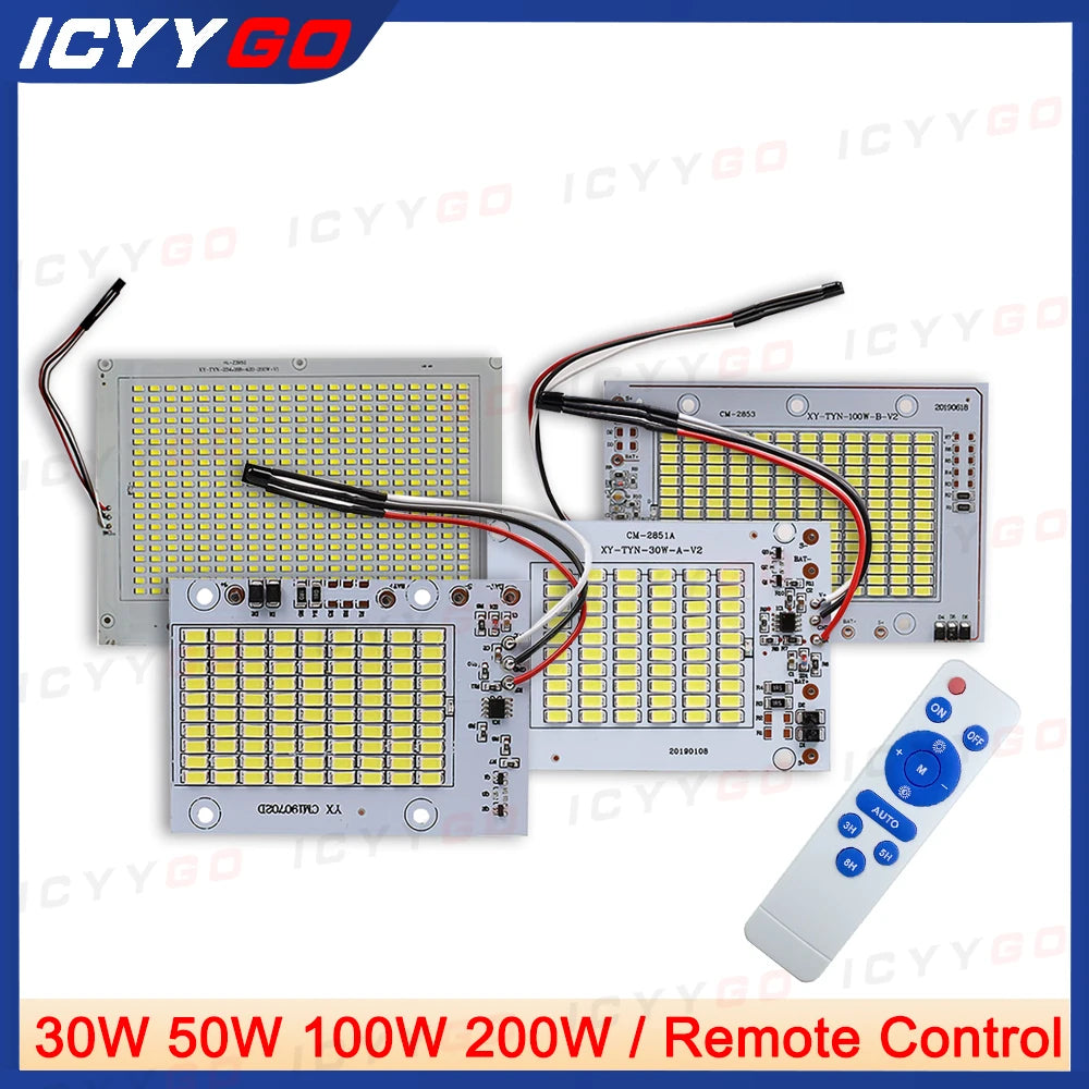 ICYYGO IC-30-200W Solar Floodlight Street Light 30W 50W 100W 200W Remote Control Home Garden 3V 3.2V CCC 36h+ Continuous Lighting