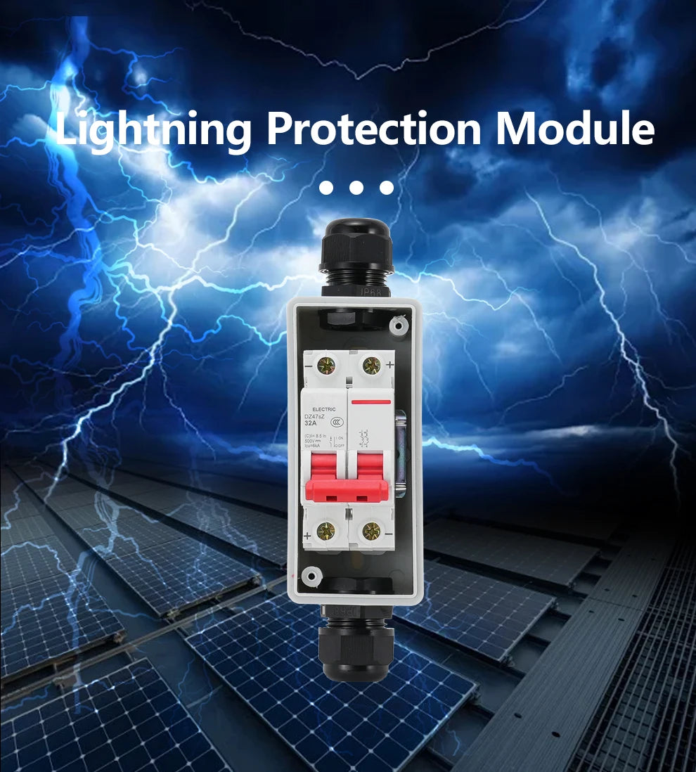 Outdoor IP65 Waterproof Solar PV DC Combiner Box with DC Circuit Breaker, DC500V 32A Load Isolating Switch