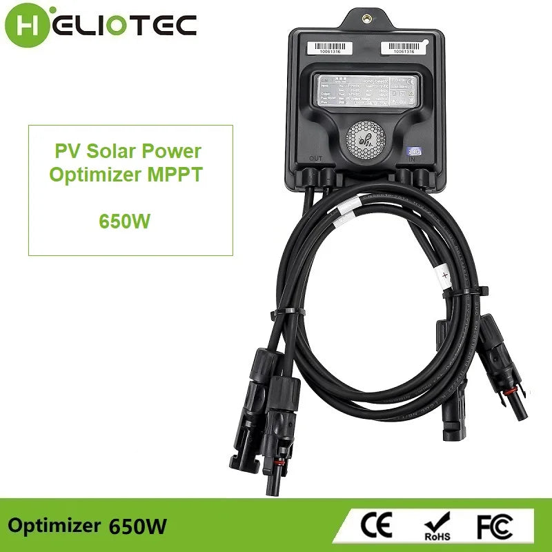 HELIOTEC 650W PV Power Optimizer MPPT 12V-75V Input Ip68 Real-time Solar Panel Monitoring Voltage-Limiting Anti-Hotspot PRIME RJ SOLAR PH
