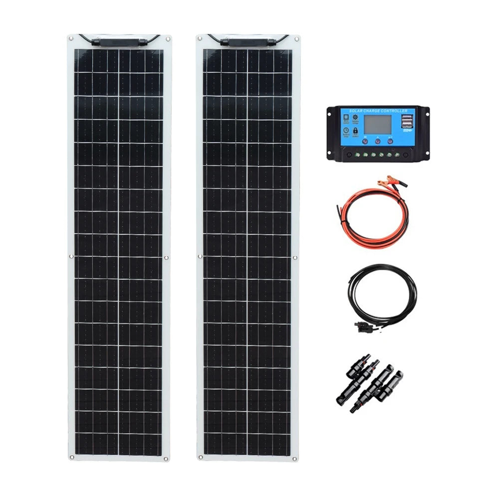 WUZECK Flexible Solar Panel kit 50 Watt  PV Module 100 Watt 12V 24V Solar cable Cell home outdoor Car Boat Battery camping trip PRIME RJ SOLAR PH