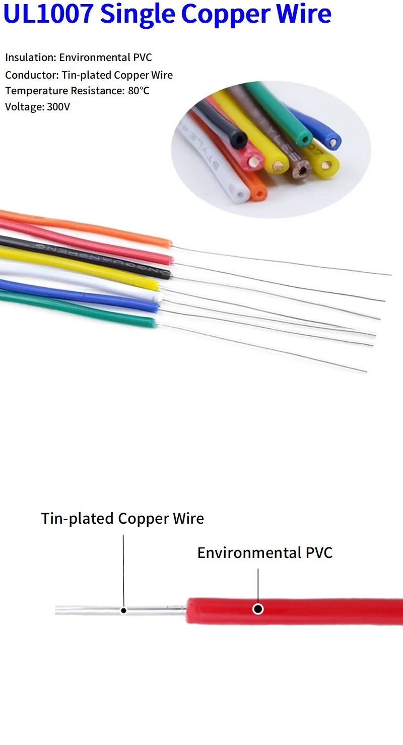 2/10M Solid Copper Wire Single Core 26 24 22 20 18 16 14 AWG PVC Insulation Tinned Plating Wires Equipment Electric Cable PRIME RJ SOLAR PH
