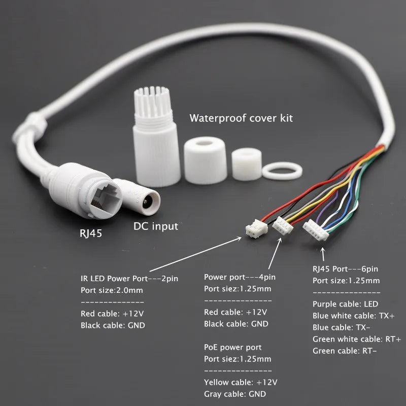 PoE-3.5 CCTV POE IP Network Camera PCB Module Video Power Cable 65cm RJ45 Female Connectors Waterproof Terminals