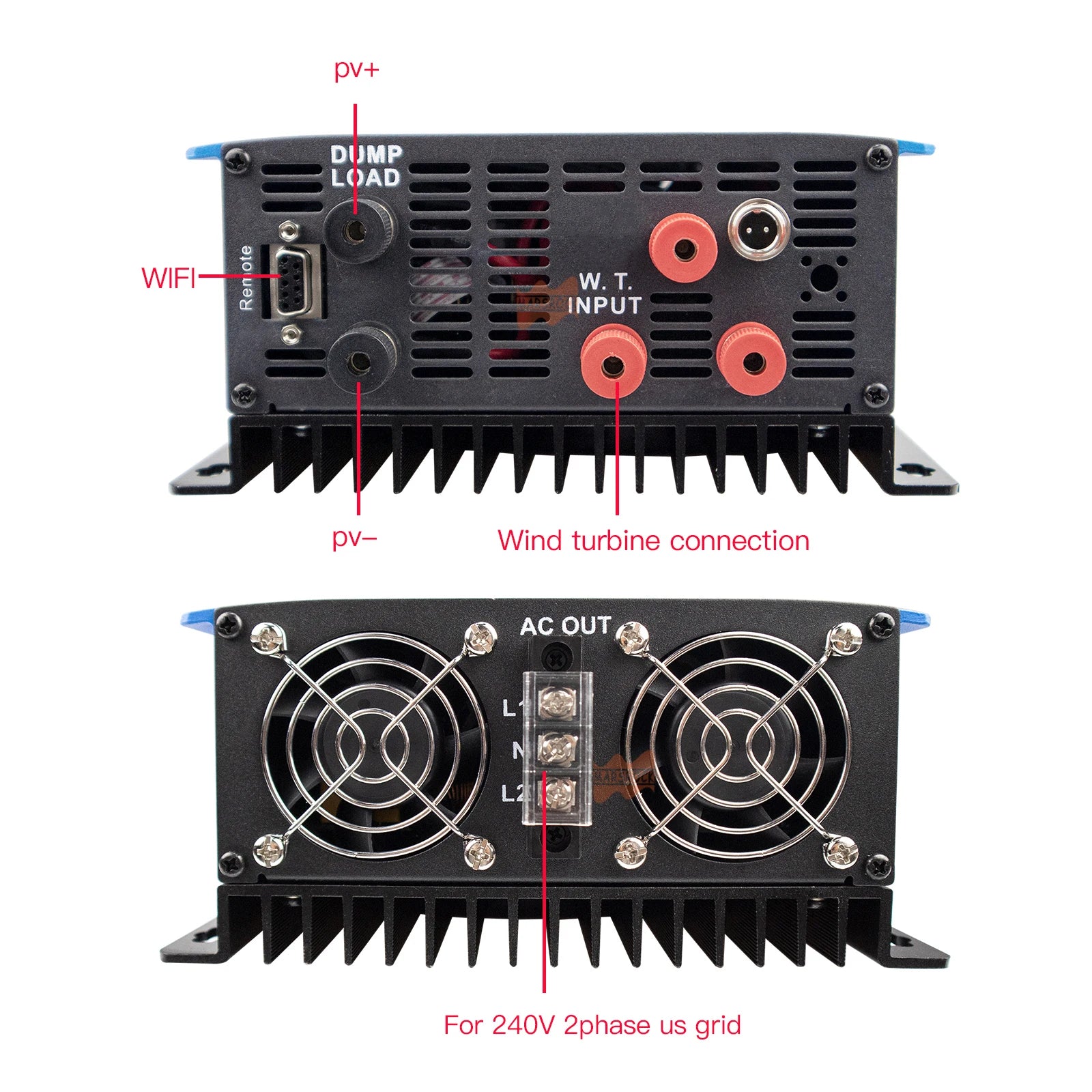 2000W 2-Phase 240V On-Grid Tie Solar Inverter 3M Limiter Sensor MPPT DC 45-90V Microinverter for US CE 1-Year Free Maintenance Lifetime Support